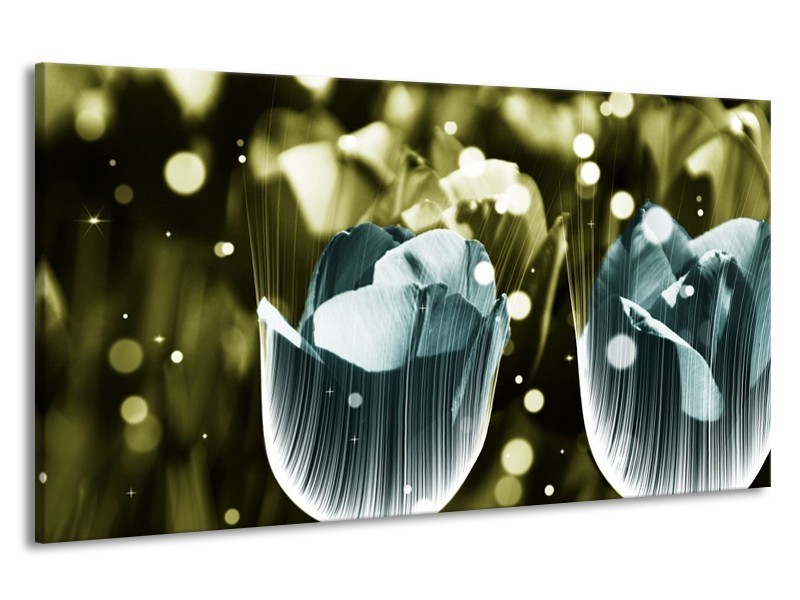 Canvas schilderij Tulp | Blauw, Grijs | 190x100cm 1Luik