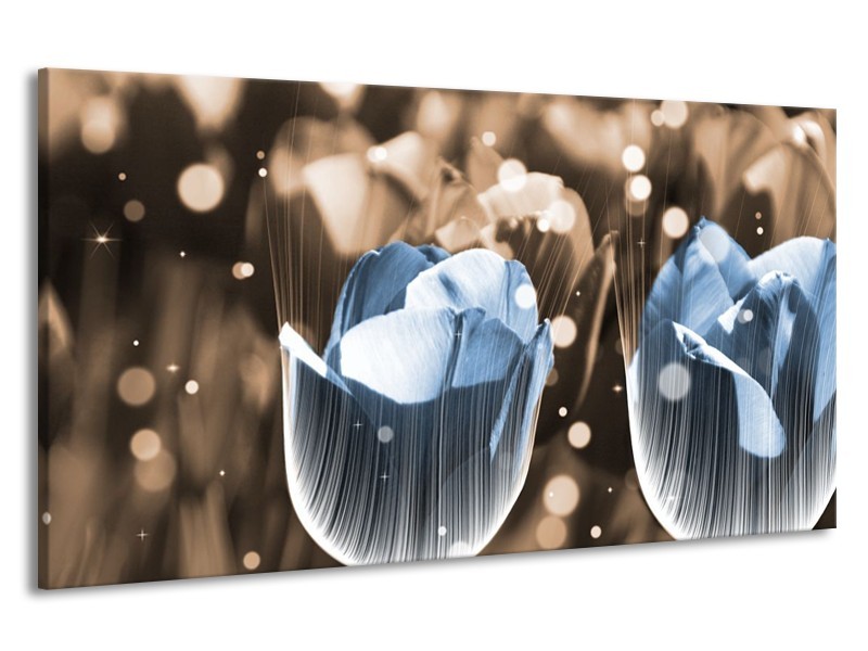Canvas schilderij Tulp | Blauw, Grijs | 190x100cm 1Luik