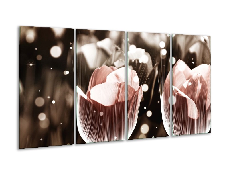 Canvas schilderij Tulp | Bruin, Grijs | 160x80cm 4Luik