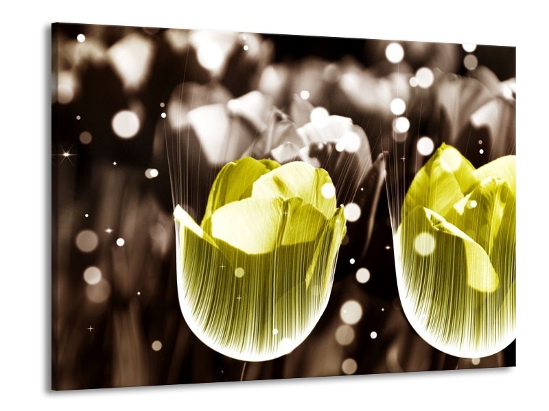 Canvas schilderij Tulp | Geel, Grijs | 100x70cm 1Luik