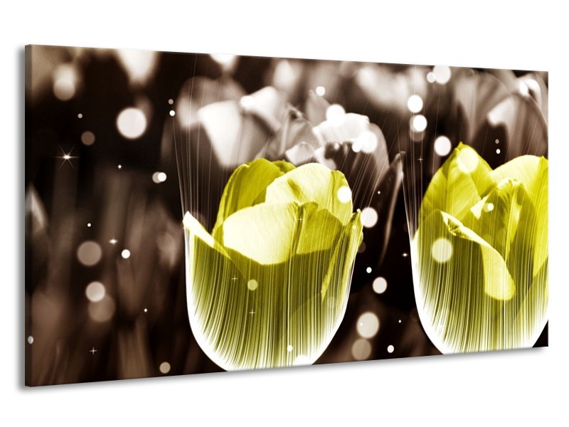 Canvas schilderij Tulp | Geel, Grijs | 190x100cm 1Luik