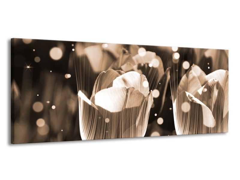 Canvas schilderij Tulp | Grijs | 145x58cm 1Luik