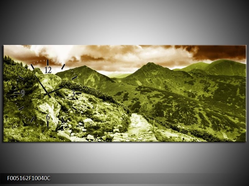 Klok schilderij Natuur | Groen, Bruin | 100x40cm 1Luik