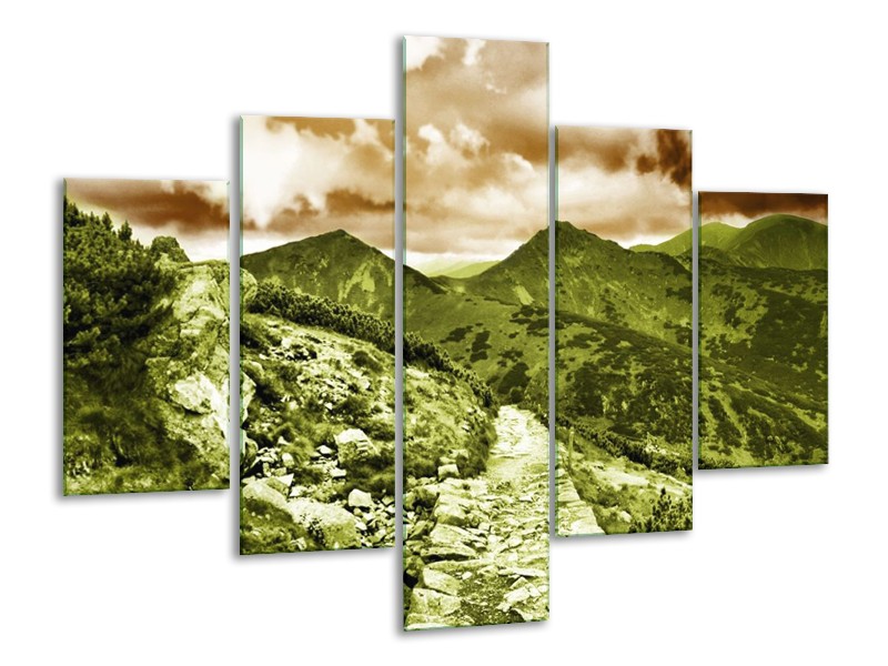 Canvas schilderij Natuur | Groen, Bruin | 100x70cm 5Luik