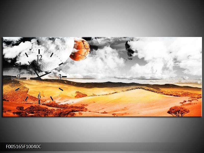 Klok schilderij Natuur | Rood, Bruin, Grijs | 100x40cm 1Luik