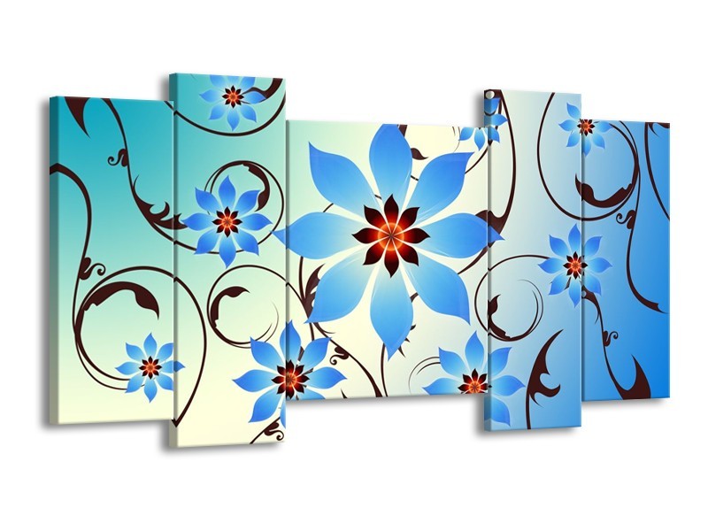 Glas schilderij Modern | Blauw, Wit | 120x65cm 5Luik