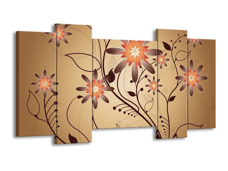 Glas schilderij Modern | Bruin, Oranje | 120x65cm 5Luik