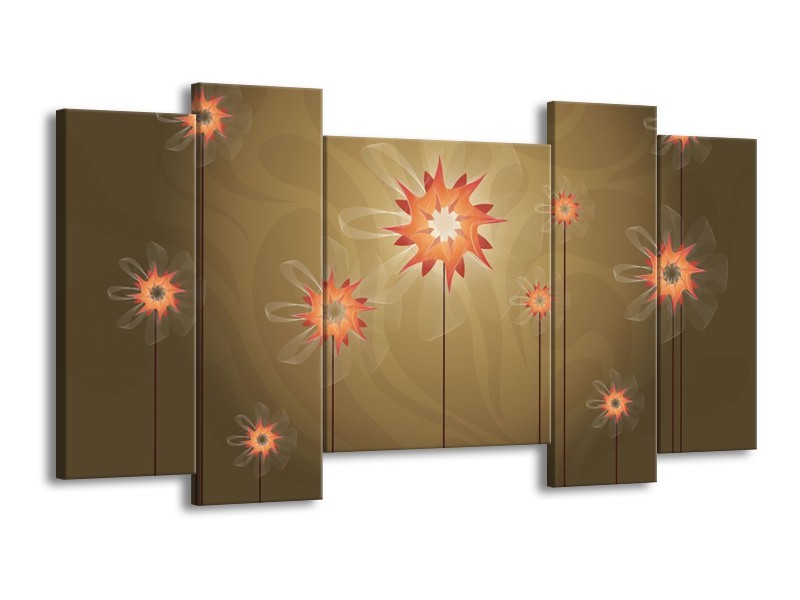 Glas schilderij Modern | Bruin, Oranje | 120x65cm 5Luik