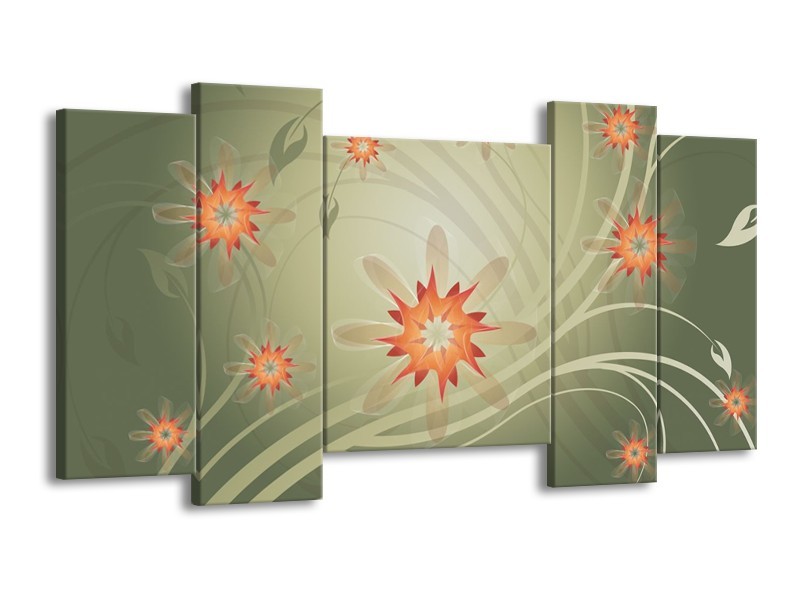 Glas schilderij Modern | Bruin, Oranje, Grijs | 120x65cm 5Luik