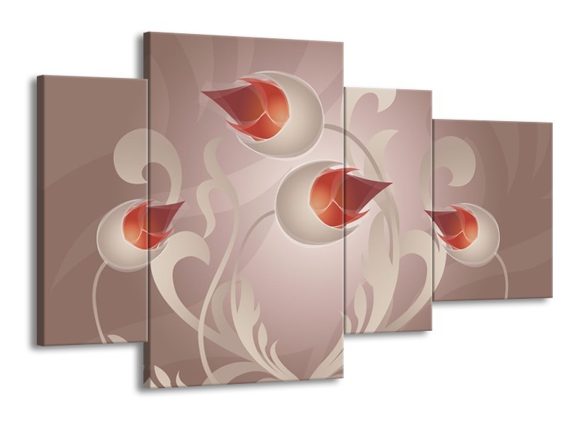 Glas schilderij Modern | Bruin, Grijs | 120x75cm 4Luik