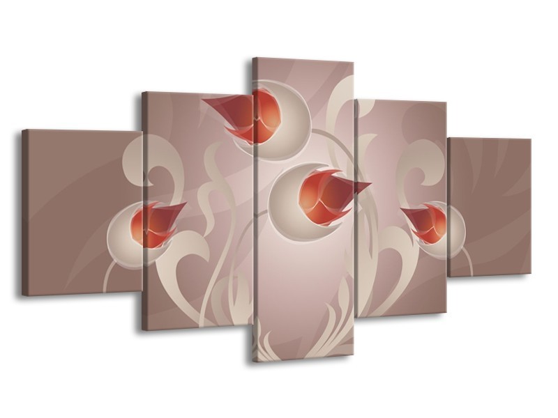 Glas schilderij Modern | Bruin, Grijs | 150x80cm 5Luik