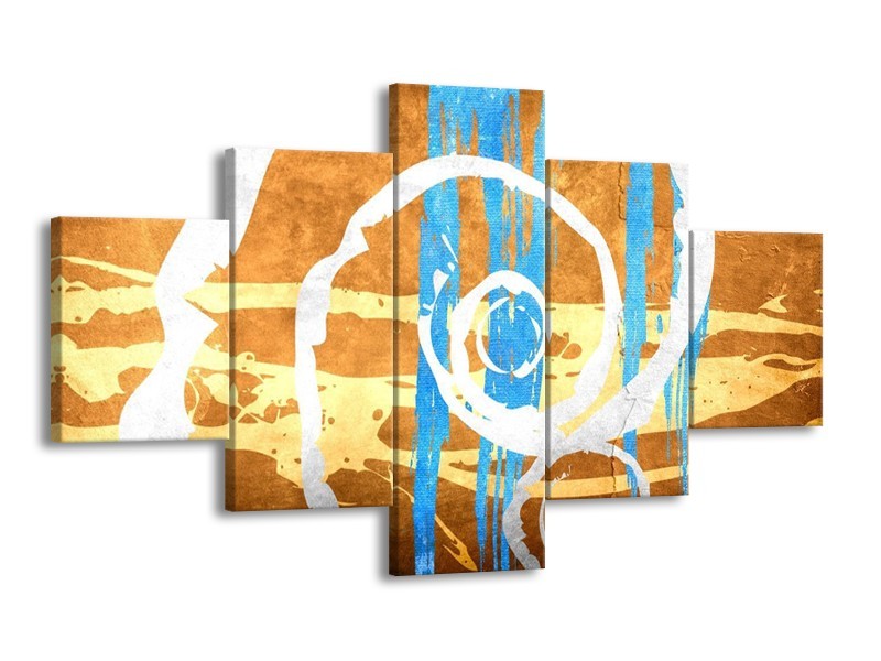 Glas schilderij Art | Blauw, Oranje, Bruin | 125x70cm 5Luik