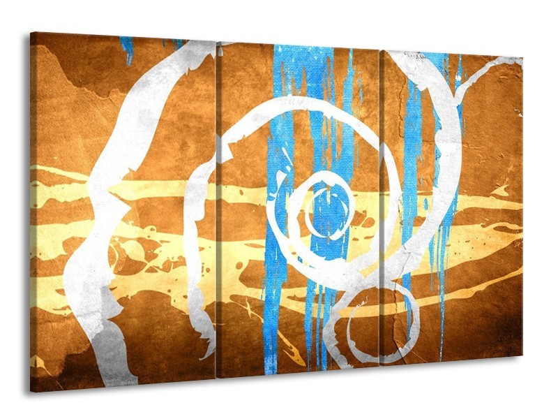 Glas schilderij Art | Blauw, Oranje, Bruin | 165x100cm 3Luik