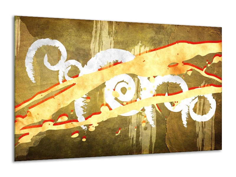 Glas schilderij Art | Geel, Rood, Bruin | 120x70cm 1Luik