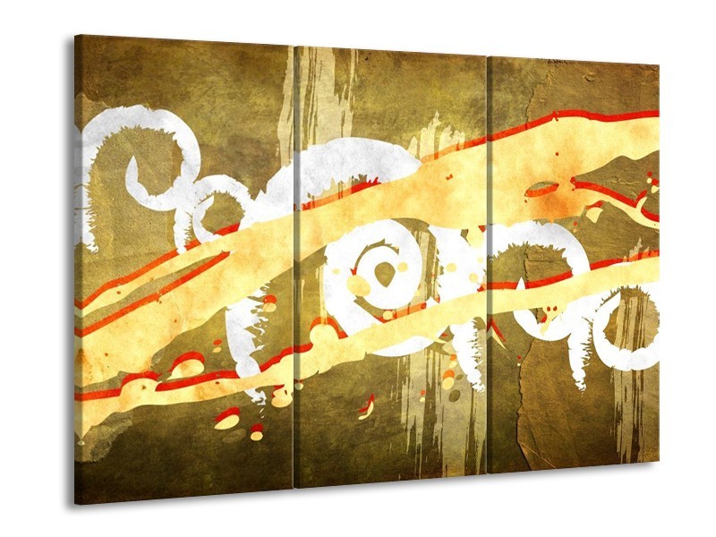 Canvas schilderij Art | Geel, Rood, Bruin | 90x60cm 3Luik