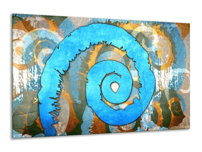 Glas schilderij Art | Blauw, Geel, Wit | 120x70cm 1Luik