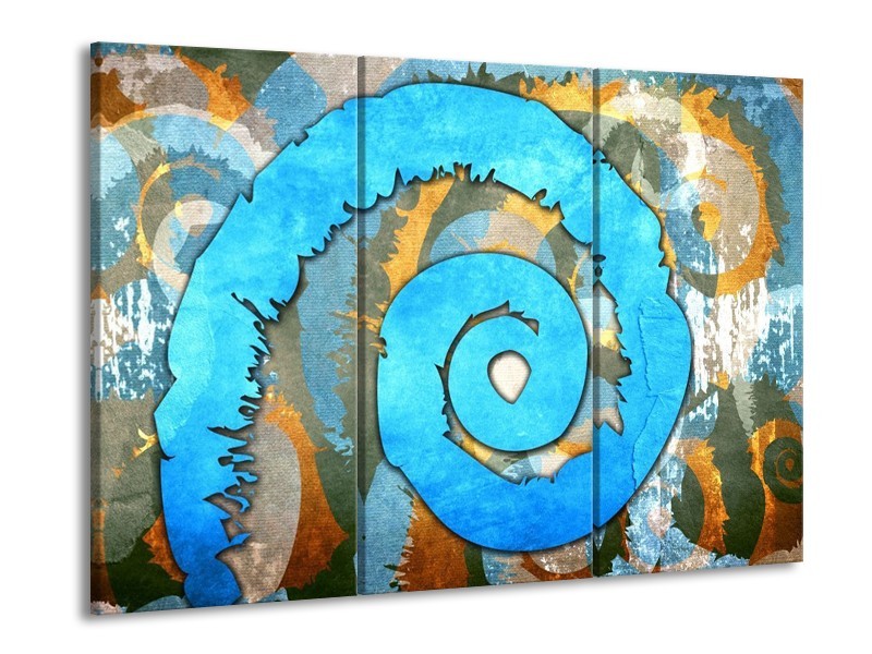 Canvas schilderij Art | Blauw, Geel, Wit | 90x60cm 3Luik