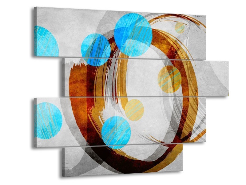 Glas schilderij Art | Blauw, Bruin, Grijs | 115x85cm 4Luik