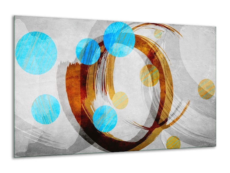 Glas schilderij Art | Blauw, Bruin, Grijs | 120x70cm 1Luik