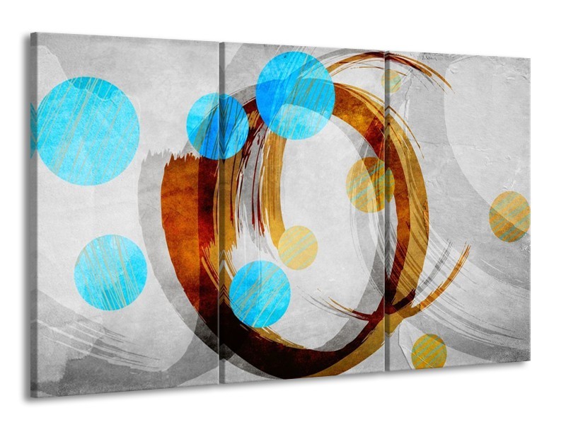 Glas schilderij Art | Blauw, Bruin, Grijs | 165x100cm 3Luik