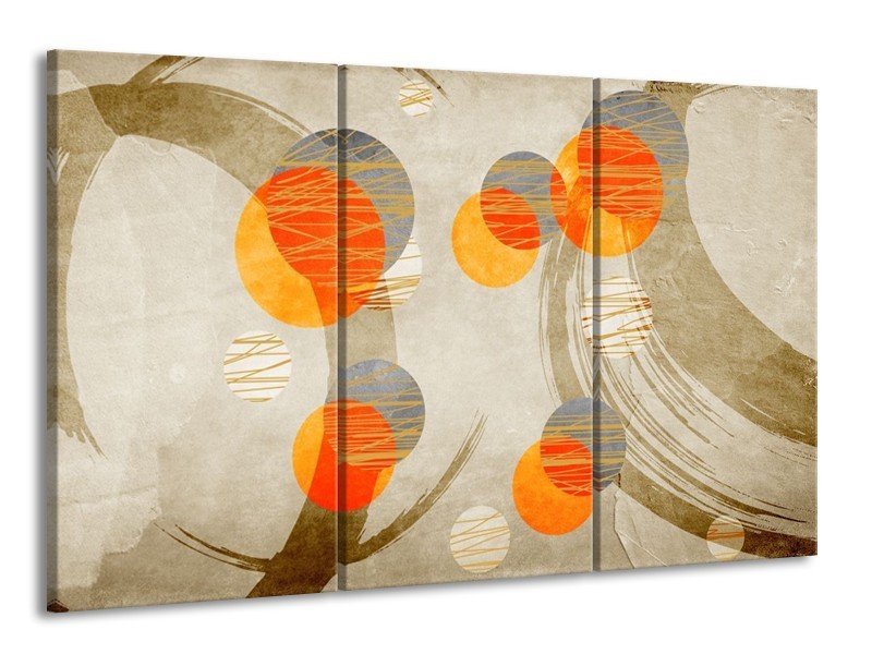 Glas schilderij Art | Oranje, Grijs, Geel | 165x100cm 3Luik