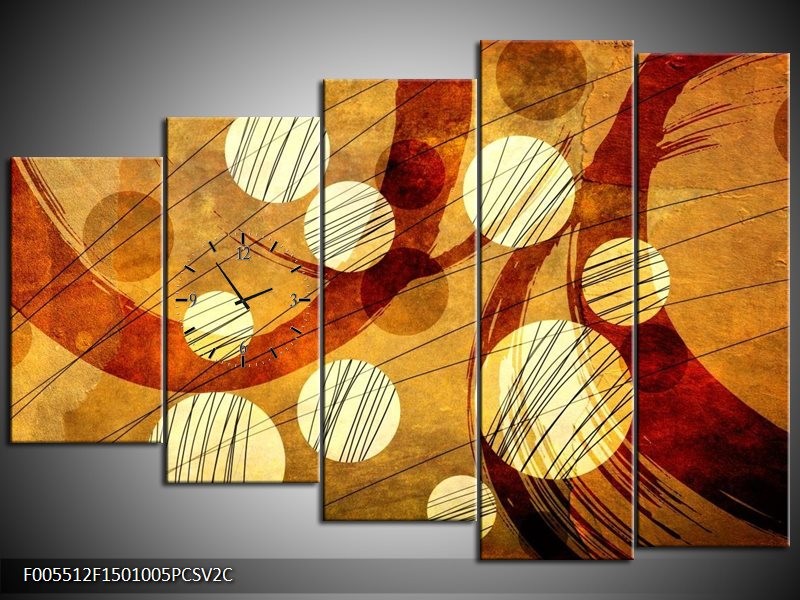 Klok schilderij Art | Bruin, Geel | 150x100cm 5Luik