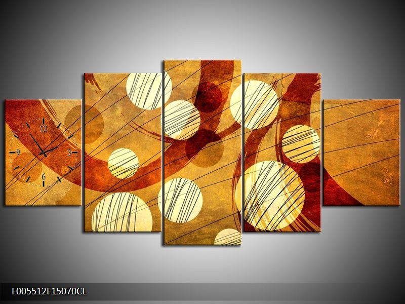 Klok schilderij Art | Bruin, Geel | 150x70cm 5Luik