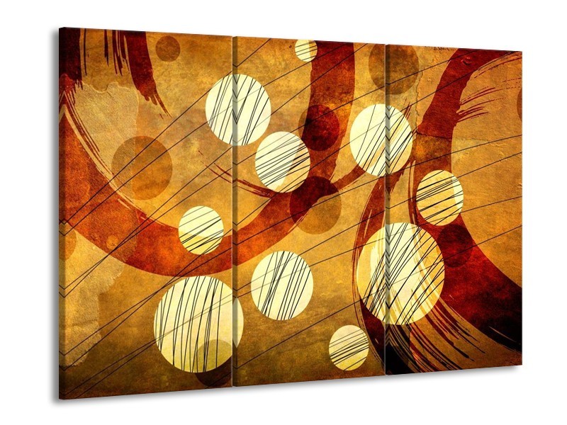 Canvas schilderij Art | Bruin, Geel | 90x60cm 3Luik