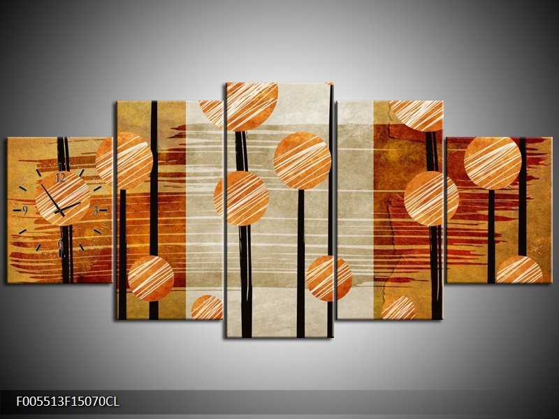 Klok schilderij Art | Bruin, Grijs | 150x70cm 5Luik