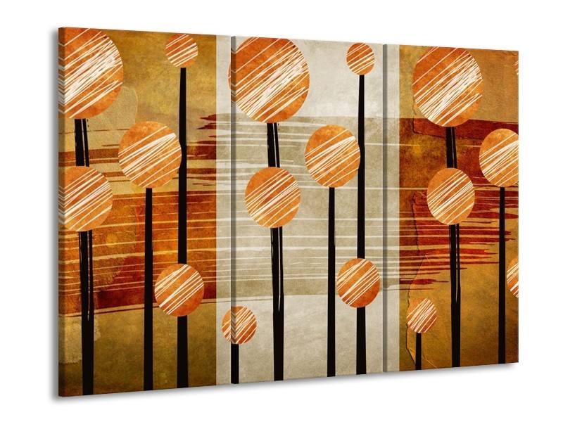 Canvas schilderij Art | Bruin, Grijs | 90x60cm 3Luik