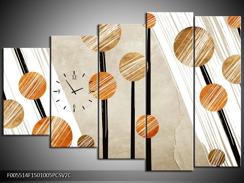 Klok schilderij Art | Grijs, Bruin, Wit | 150x100cm 5Luik