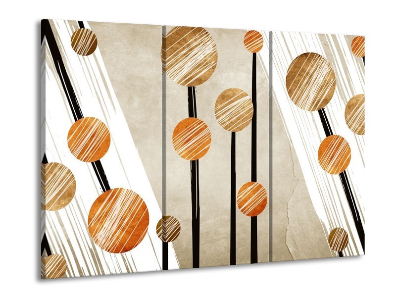 Canvas schilderij Art | Grijs, Bruin, Wit | 90x60cm 3Luik