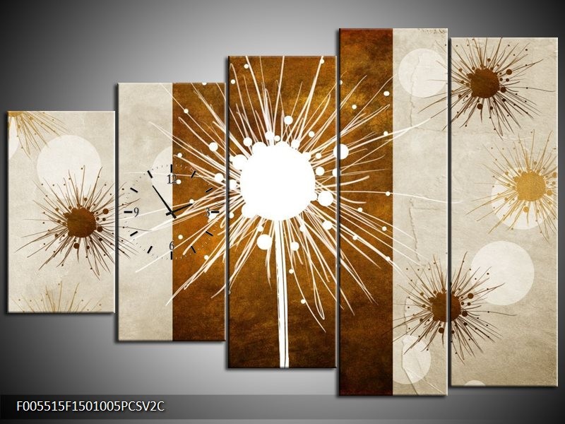 Klok schilderij Art | Bruin, Wit, Grijs | 150x100cm 5Luik