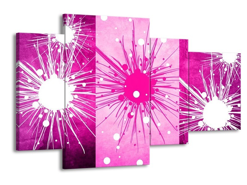 Glas schilderij Art | Roze, Paars, Wit | 120x75cm 4Luik