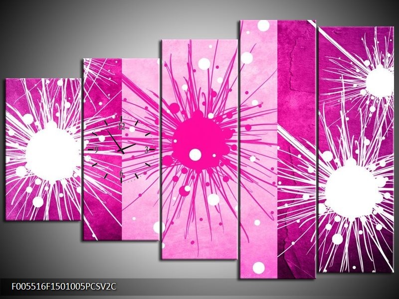 Klok schilderij Art | Roze, Paars, Wit | 150x100cm 5Luik
