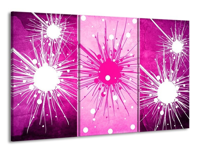 Glas schilderij Art | Roze, Paars, Wit | 165x100cm 3Luik