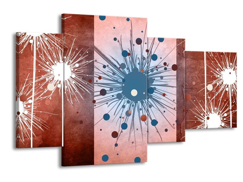 Glas schilderij Art | Bruin, Wit, Blauw | 120x75cm 4Luik