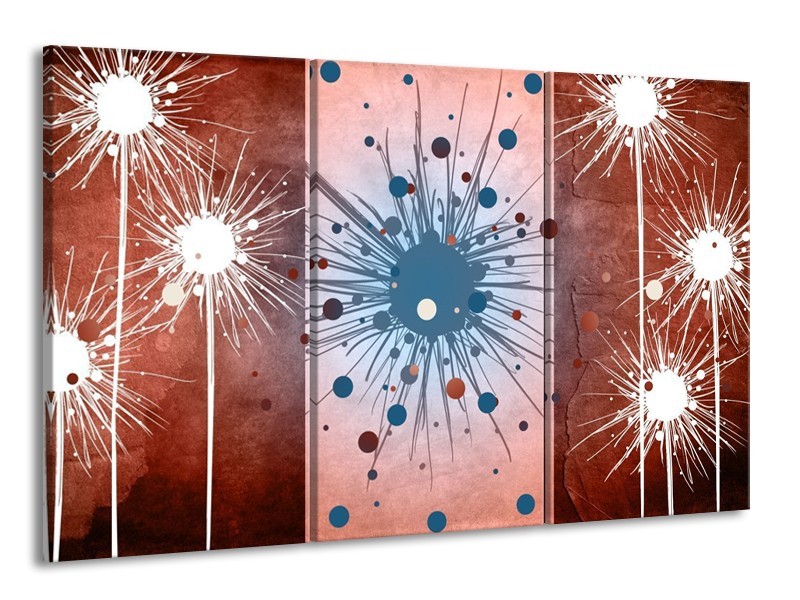 Glas schilderij Art | Bruin, Wit, Blauw | 165x100cm 3Luik
