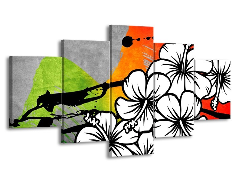 Glas schilderij Art | Wit, Oranje, Grijs | 150x80cm 5Luik