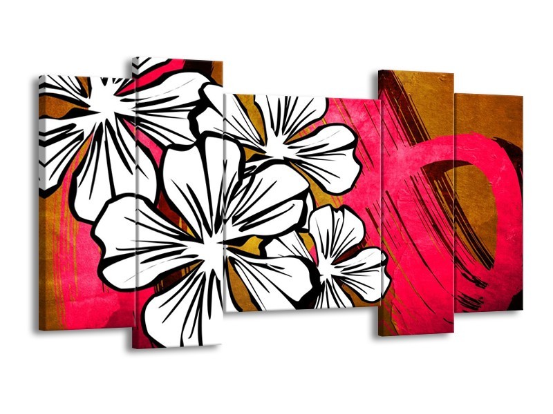 Glas schilderij Art | Wit, Roze, Bruin | 120x65cm 5Luik