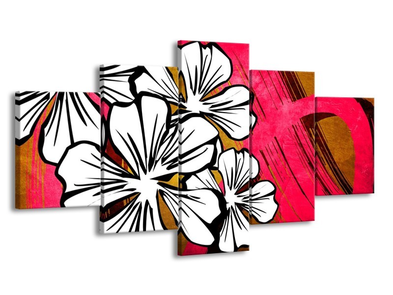 Glas schilderij Art | Wit, Roze, Bruin | 150x80cm 5Luik