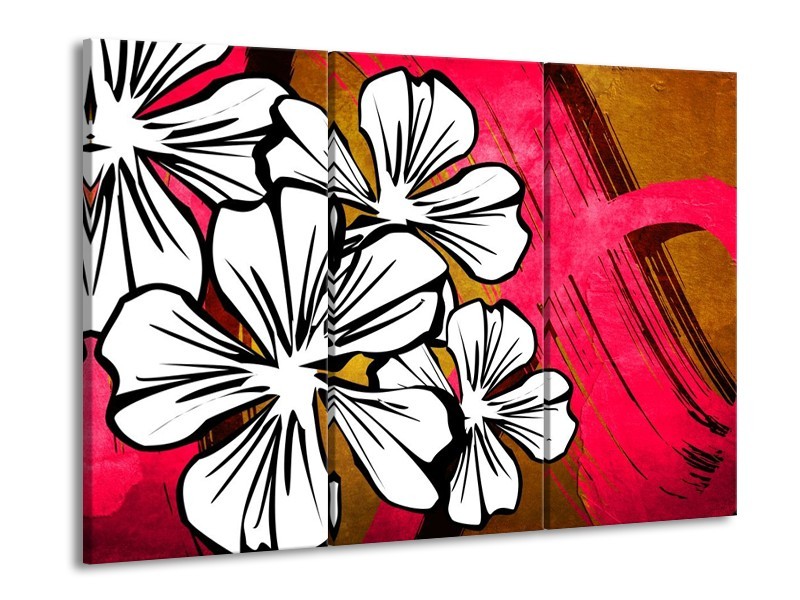 Canvas schilderij Art | Wit, Roze, Bruin | 90x60cm 3Luik