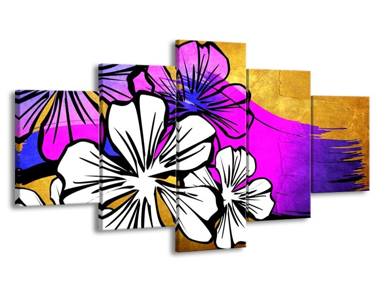 Glas schilderij Art | Bruin, Wit, Paars | 150x80cm 5Luik