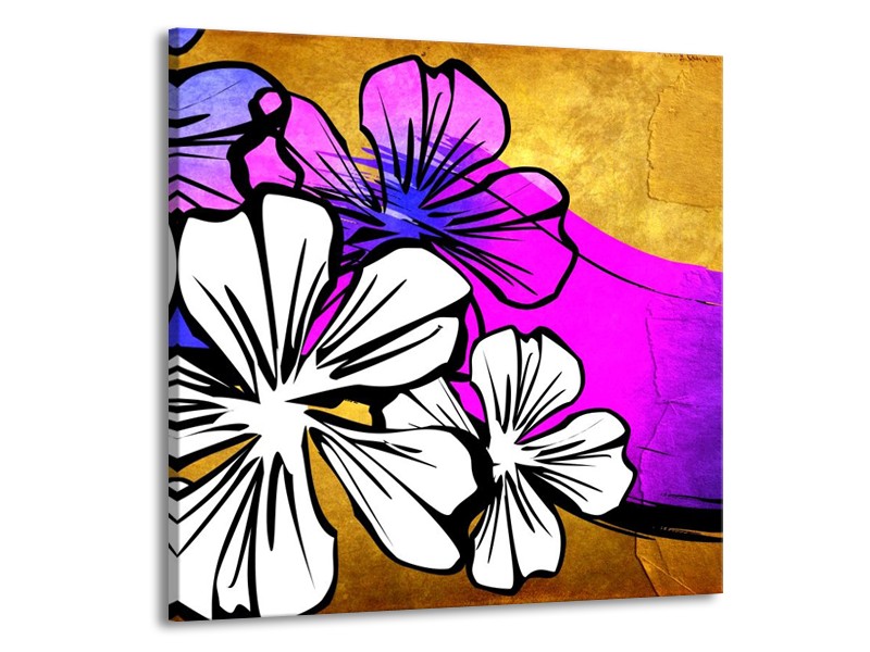 Glas schilderij Art | Bruin, Wit, Paars | 70x70cm 1Luik