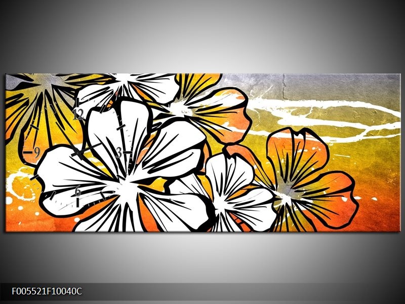 Klok schilderij Art | Wit, Oranje, Grijs | 100x40cm 1Luik