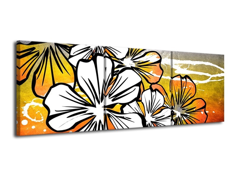 Glas schilderij Art | Wit, Oranje, Grijs | 120x40cm 3Luik