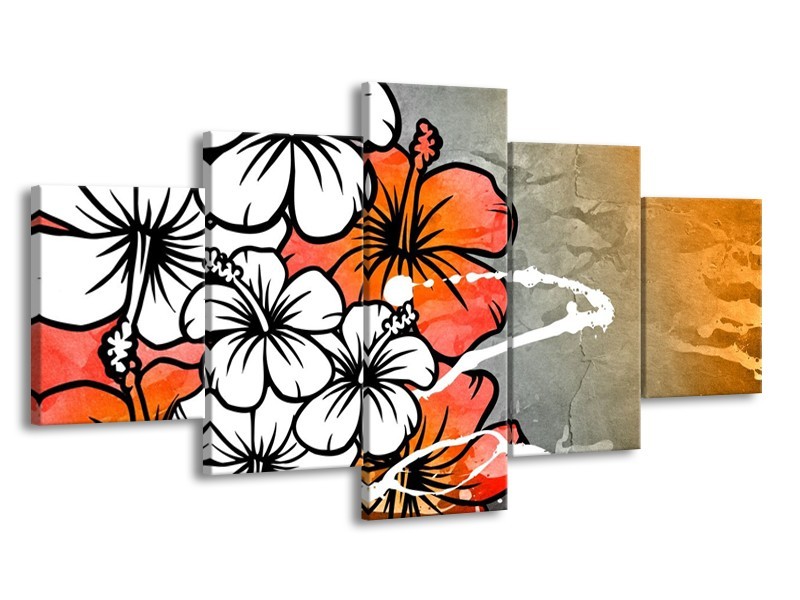 Glas schilderij Art | Grijs, Oranje, Wit | 150x80cm 5Luik