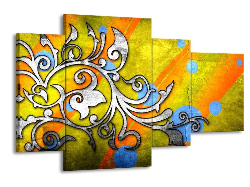 Glas schilderij Art | Geel, Groen, Blauw | 120x75cm 4Luik