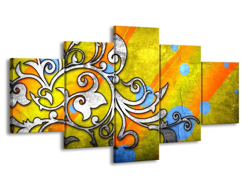 Glas schilderij Art | Geel, Groen, Blauw | 150x80cm 5Luik