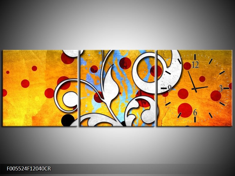 Klok schilderij Art | Oranje, Wit, Rood | 120x40cm 3Luik